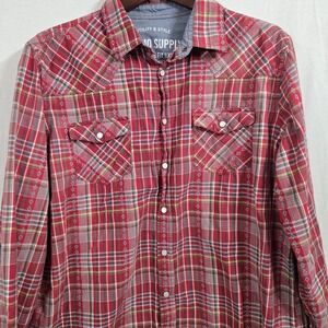 Vtg Y2k Mossimo Supply Co.‎ Western Pearl Snap Shirt Mens XL Athletic Fit 2000